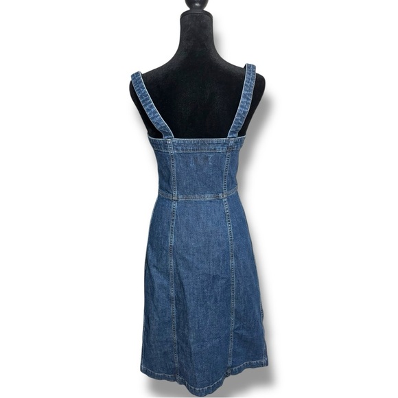 Madewell Dark Indigo Denim Shank Button-Front Tank Dress Sleeveless Midi Dress - Picture 5 of 16